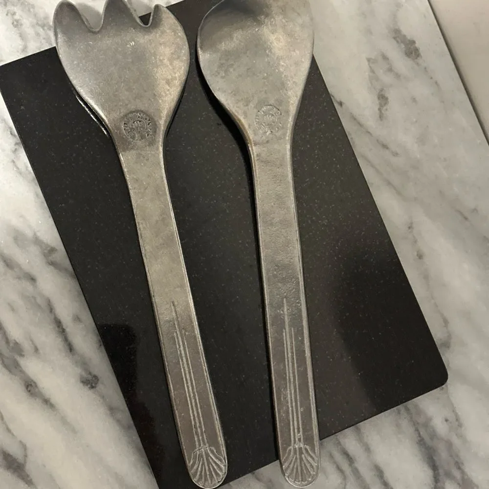 Wilton Armetale  pewter  Salad Serving Set mission style